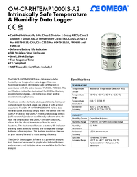 Thumbnail of document Data Sheet - OM-CP Intrinsically Safe Temperature & Humidity Data Logger